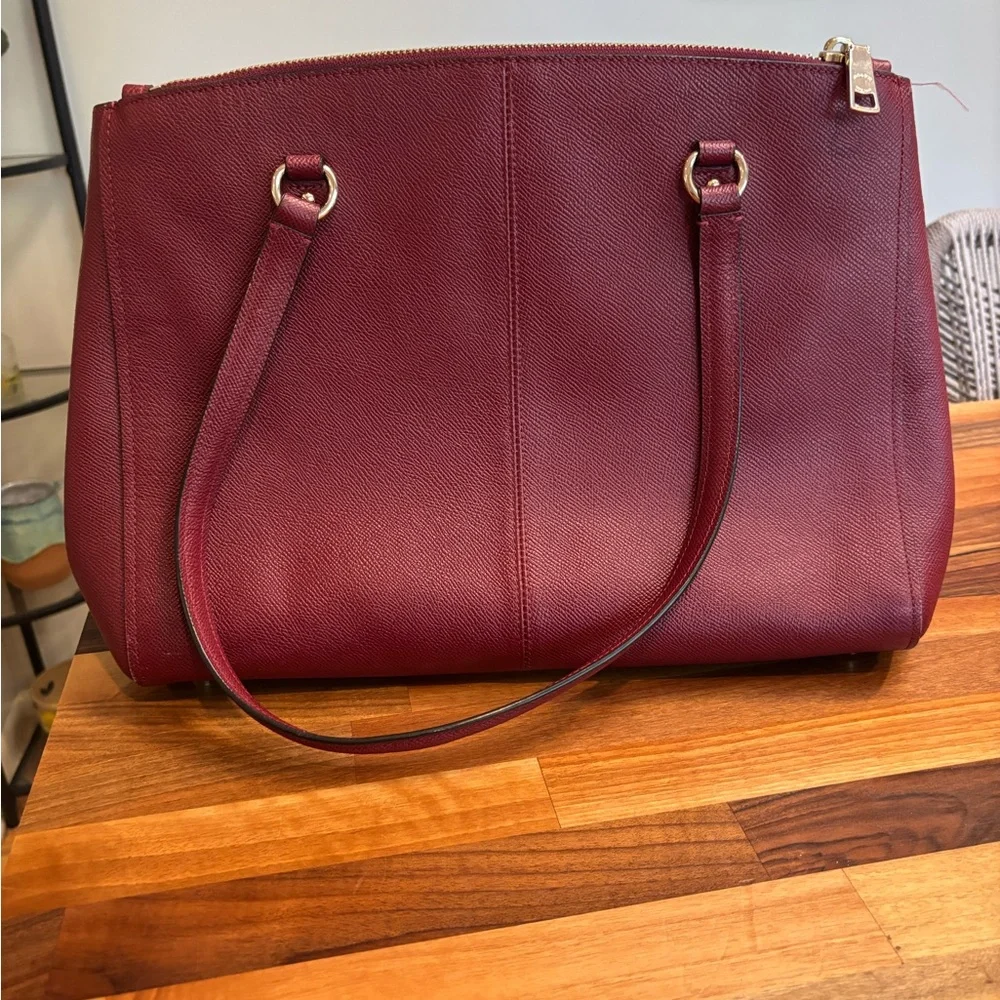 Coach Burgundy Leather Tote with Matching Wallet
